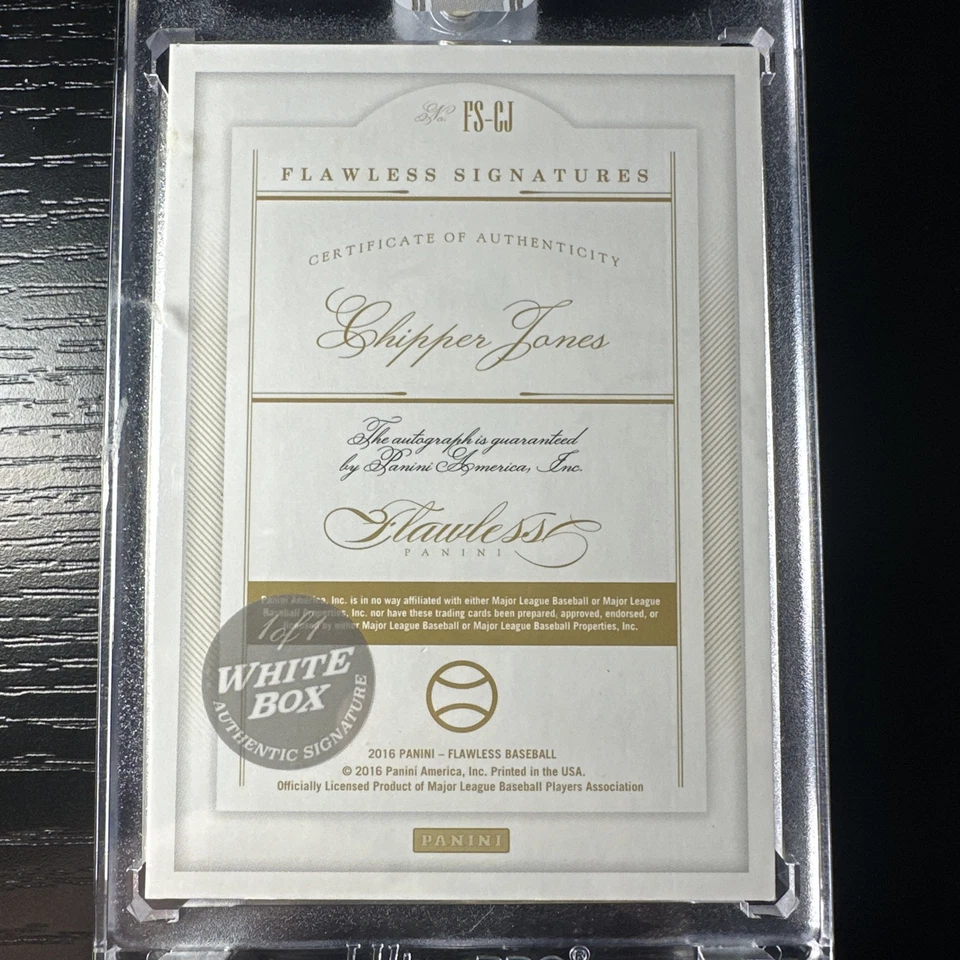 2016 Panini Flawless Chipper Jones Flawless Signatures White Box Auto 1/1 FS-CJ - Image 2 of 2