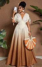 Shein Ombre Print V-Neck A-Line Maxi Dress XL