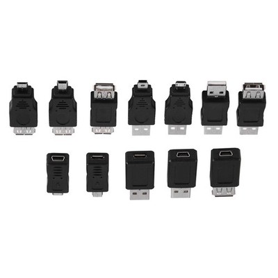Pack Of 12 Pcs Multiple USB2.0 Adapters Micro/Mini Male Female Converters C TRKI
