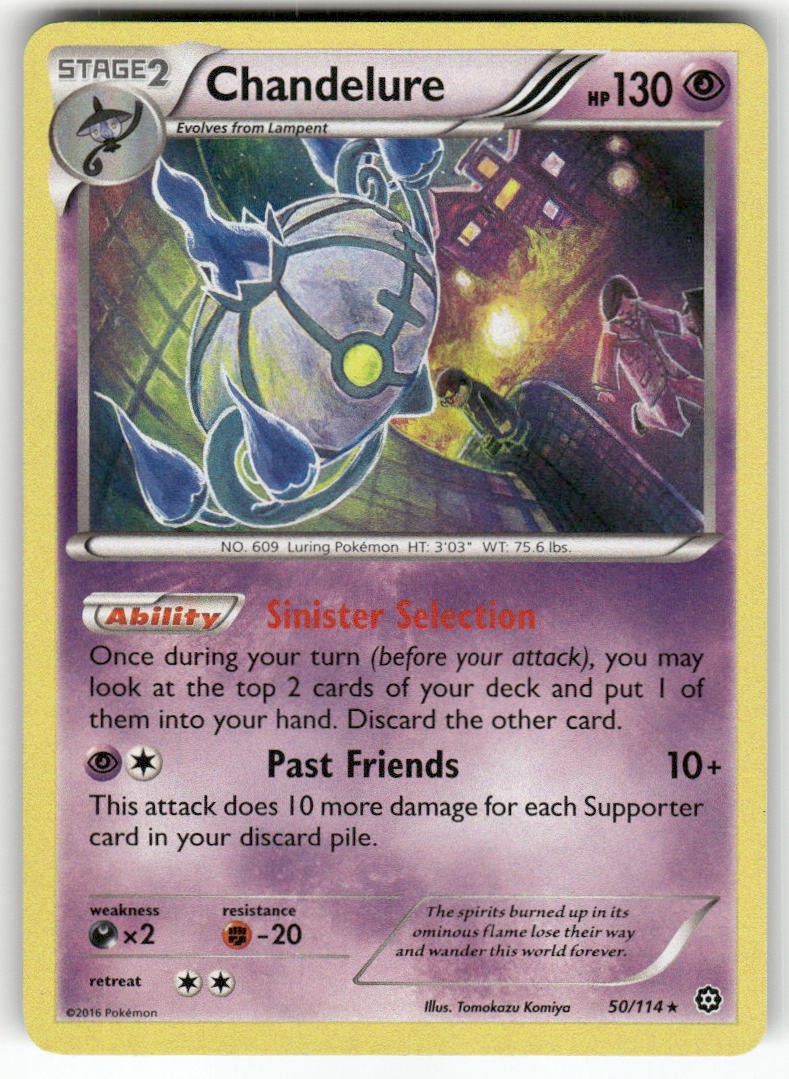 Chandelure 50/114 Holo Rare Steam Siege Pokemon Reverse Holo Lightly Played
