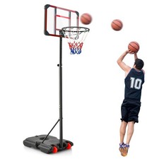 Image of Basketball Backborad Hoop Net Set 193-248cm Adjust Basketball Goal System