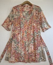 Johnny Was Jonesy Feline Sleep Dress  Robe Set Pink Floral Cami Gown  Kimono