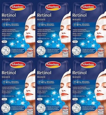 Retinol Maske 12x 5ml mit Vitamin E und Hyaluronsäure reduziert die Faltentiefe
