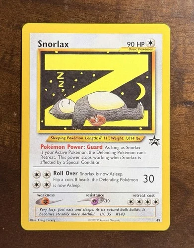 Pokémon TCG Snorlax 49 WOTC Black Star Promo Vintage Near Mint