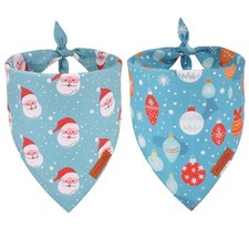 Christmas Dog Bandana Xmas Light Bulb Santa Reversible Holiday Dog Scarf Tria...