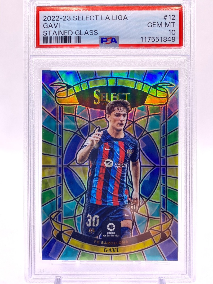 2022-23 Panini Select La Liga GAVI Stained Glass FC Barcelona PSA