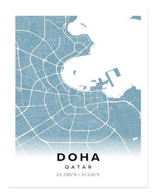 Moderner Doha Karten Wandschmuck � Stilvolle urbane Dekoration minimal