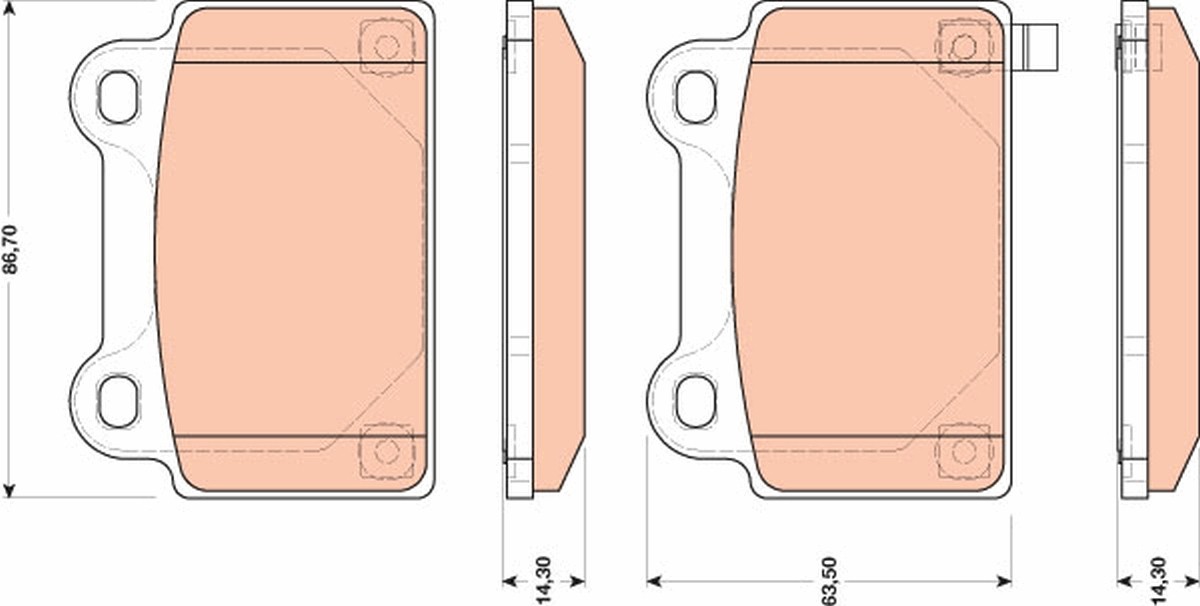 Rear TRW-OE GDB3488 Brake Pad Set, disc brake for MITSUBISHI
