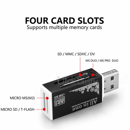 All In One Aluminium Multi Card Reader SDHC SDXC Micro SD Memory Stick 2.0 Flash - Photo 7 sur 12