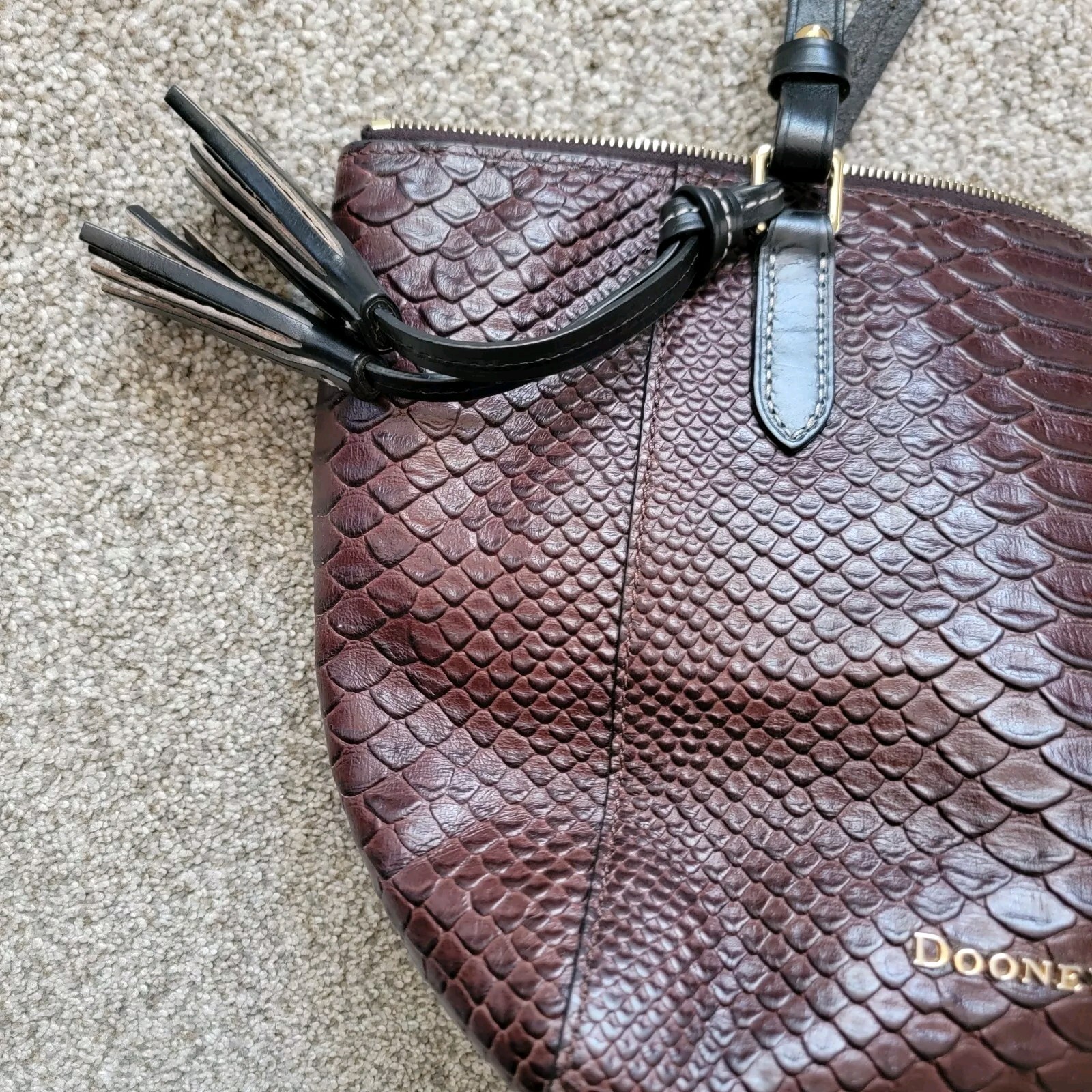 Dooney & Bourke Dark Brown Python Snakeskin Embos… - image 3
