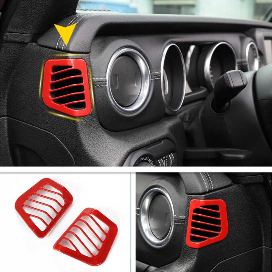 For 2020 2021 Jeep Gladiator JT ABS Red Dashboard Side AC Air Vent