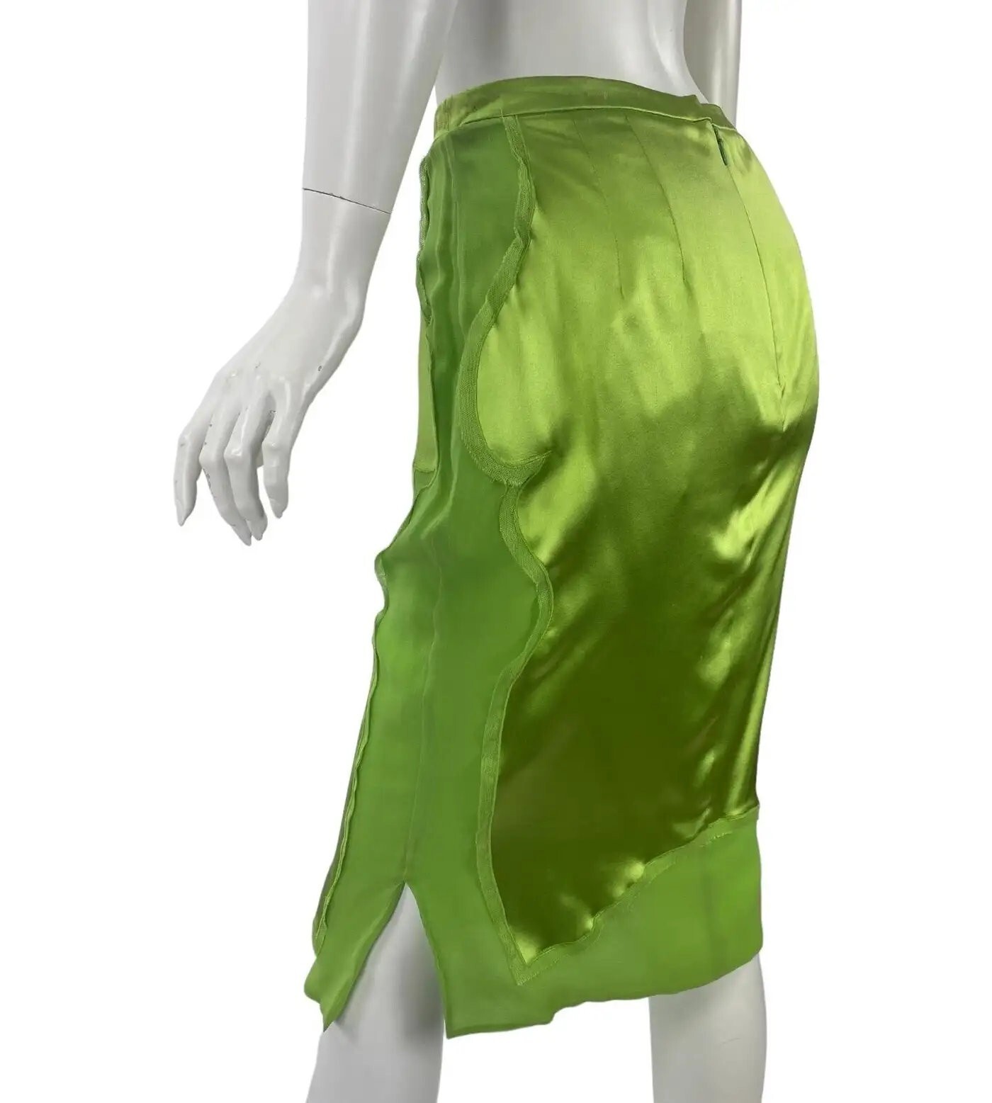 Gonna di seta vintage Tom Ford F W 2004 per Yves Saint Laurent Chinoiserie taglia 6 nuova con etichette