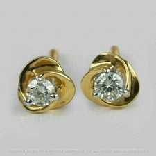 2 Ct Round Cut Lab-Created Diamond Stud Earrings 14K Yellow Gold Plated 1