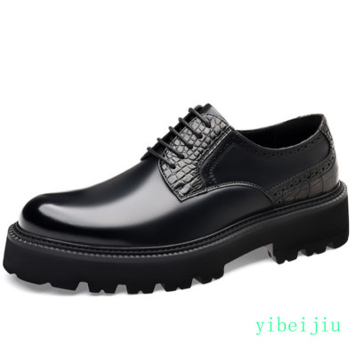 Me's Platform Lace Up Leather Derby Shoes Dress Formal Business Chunky Heel 2025