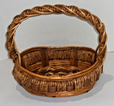 Wicker Oval Woven / Weaved Brown Basket with Handle 10
