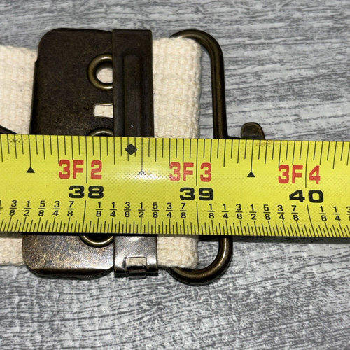 J. Crew Belt Womens Ivory White Cotton Brass Buckle 39" long Adjustable - Picture 5 of 12