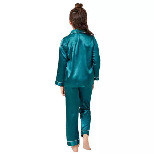 New Kids Boys Girls Silk Pajamas Long Sleeve Satin PJs Sets Nightwear Sleepwear - Picture 49 of 83