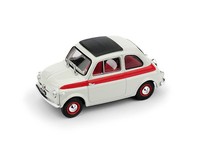 Fiat 500 1959 Sport 2. Serie Geschlossenes Schiebedach Weiß / Rot 1:43 Modell