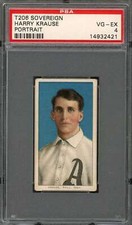 1909 T206 Sovereign 350 (Forest Green) Harry Krause (Portrait) PSA 4 14932421