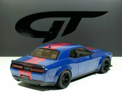 Dodge Challenger SRT SUPER STOCK 2021 blue / red black rims 1:18 GT362 GT SPIRIT