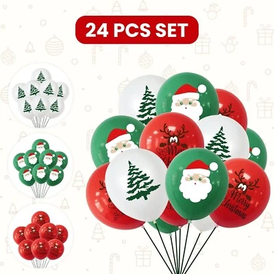 AEX Merry Christmas Balloons 24 Pack Latex Xmas Party Decorations RedGreenWhite