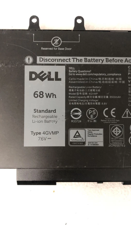 Batería Dell Latitude 5500 15.6" 7.6V 68Wh 8500mAh 9JRYT D/P 4GVMP Foto 2 de 4