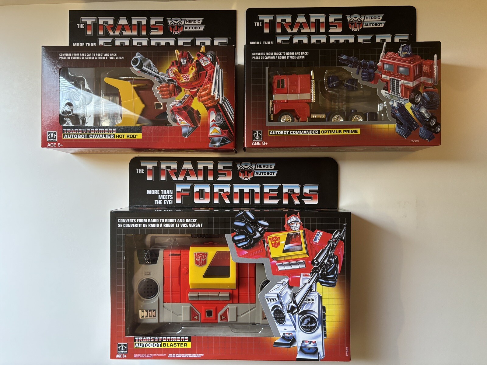 Transformers G1 Reissue Optimus Prime & Hot Rod & Blaster Walmart New MIB!!!