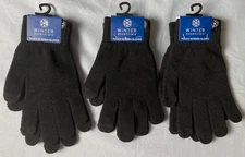 Winter Essentials Gloves Black Lot of 3 NEW