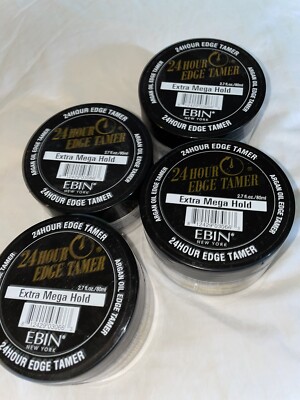 Ebin 24 Hour Edge Tamer Extra Mega Hold Hair Gel 2.7oz Argan Oil Set Of 4