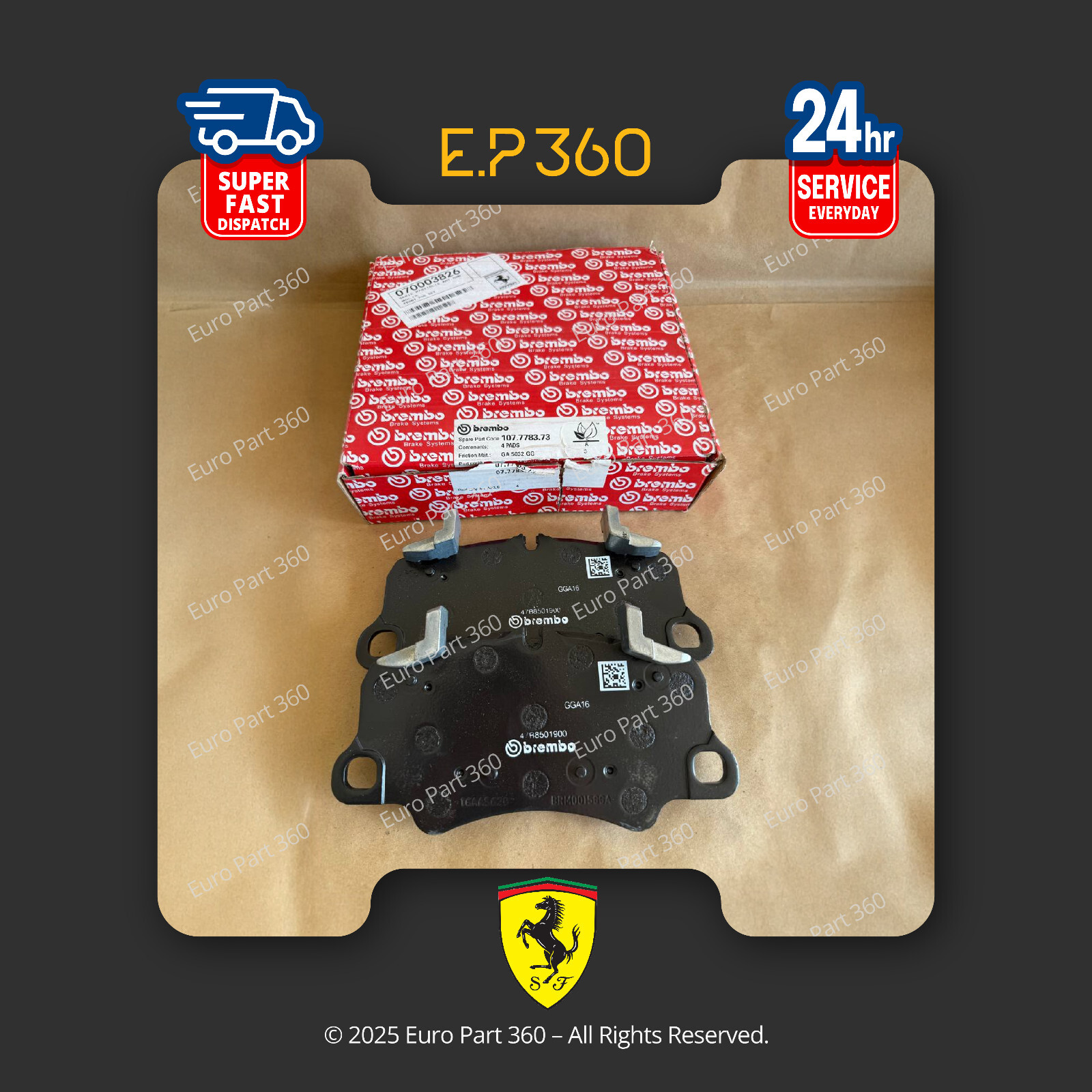 FERRARI F8 488 GTB PISTA SPIDER FRONT BRAKE PADS SET WITH SENSORS 70003826