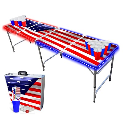 8-Foot Professional Beer Pong Table w/Free HEXCUPs, Pong Balls, Cup Holes & L...