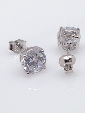 925 Sterling Silver Round Cut Cz Stud Earrings Mens Womens Tiny Post Studs 4.8mm