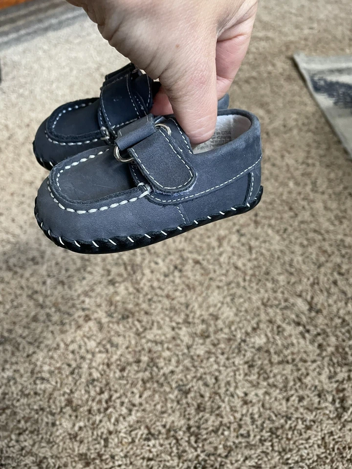 Pediped bebé niño talla 0-6 meses Zapato estilo mocasín azul/gris. Excelente estado Foto 4 de 4