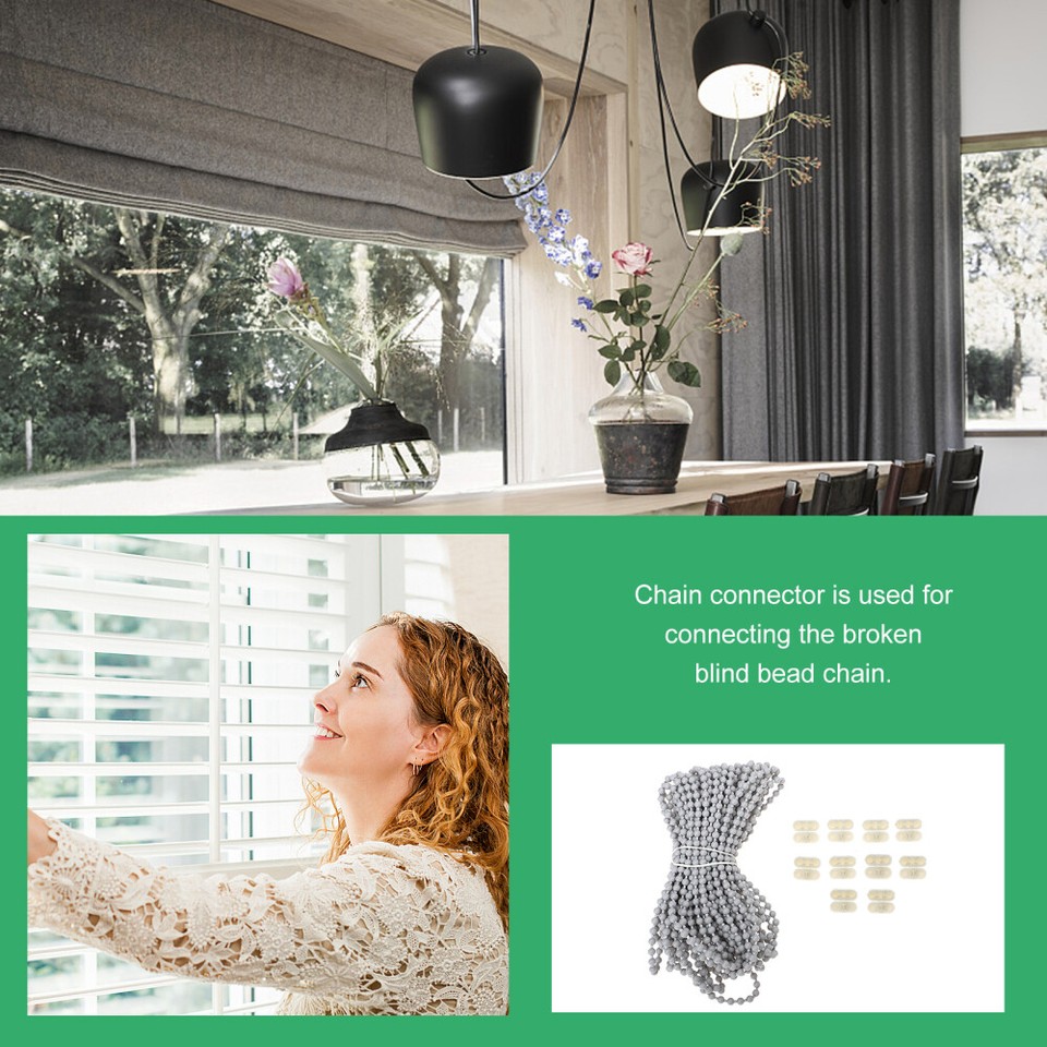 Blind Beaded Cord Replacement Grey Zipper Stylish Chain Pull