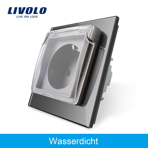 Enchufe Livolo para espacio húmedo vidrio contacto protector con cubierta impermeable - Imagen 7 de 10
