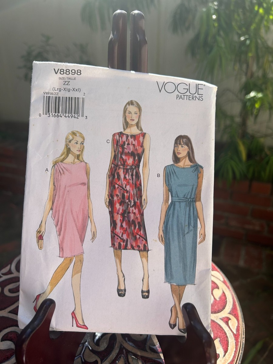 Vogue Ladies Loose Fit Pullover Dress Pattern 8898 Pattern Uncut Sizes L-XL-XXL