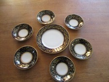 6 Konfektschalen  und Teller Weimar Porzellan Echt Kobalt