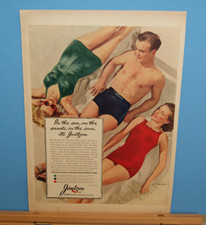 1940 Print Sales AD Advertisement Art JANTZEN Men's Women's Beach Swimwear 10x14
