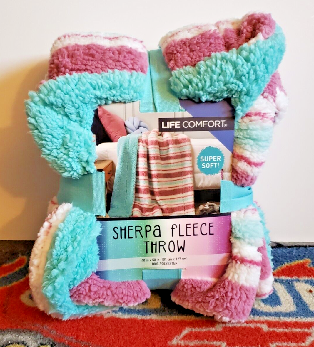 Life Comfort Sherpa Fleece Kids Blanket 40inX50in Super Soft New