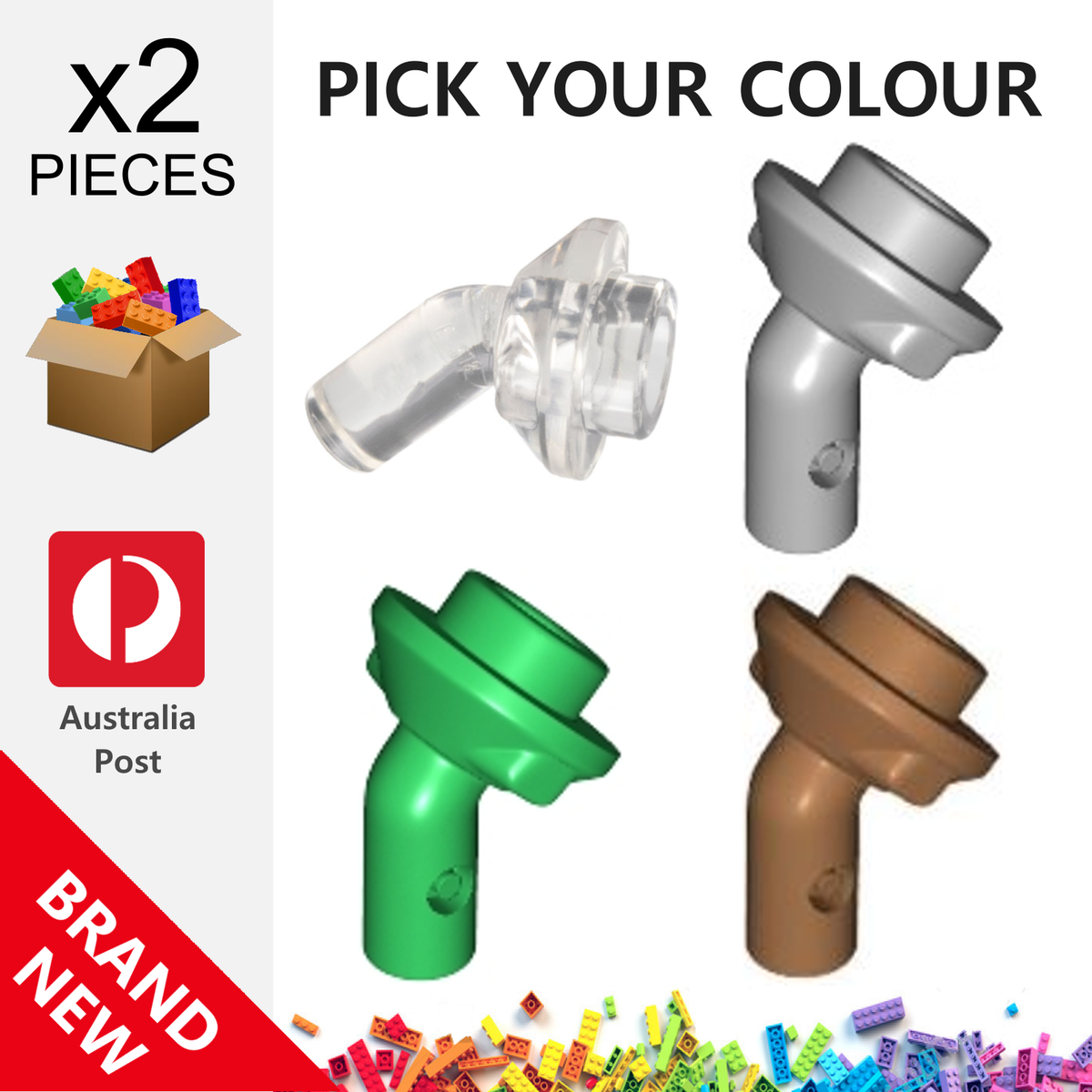 2x Genuine LEGO™ Bar 1L with Angled Hollow Stud 65578 New