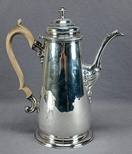 John Fossey London George II Sterling Silver Coffee Pot Circa 1739-1746