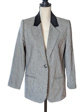 Vintage Sag Harbor Womens SZ6 Houndstooth Single Button Wool Blend Blazer Jacket