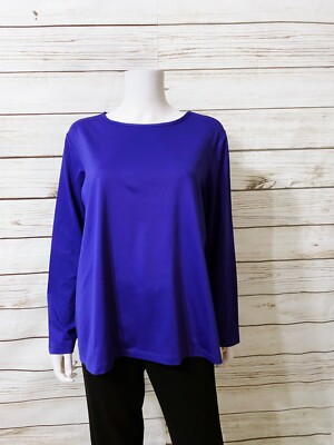 Susan Graver Essentials Womens Tunic Size 1X Purple Stretch Long Sleeve Top