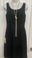 Ann Taylor LOFT Dress Sz2 Black Linen Rayon  Knee Length Sheath NEW