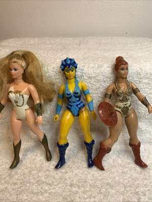 Vintage 1980s He-Man 3 Figures Evil-Lyn Teela & She-Ra MOTU 3 More In Store Rare
