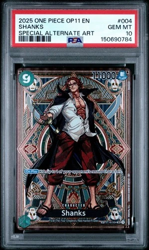 2025 ONE PIECE OP11 A FIST OF DIVINE SPEED - SHANKS SP ALT ART ST16-004 - PSA 10