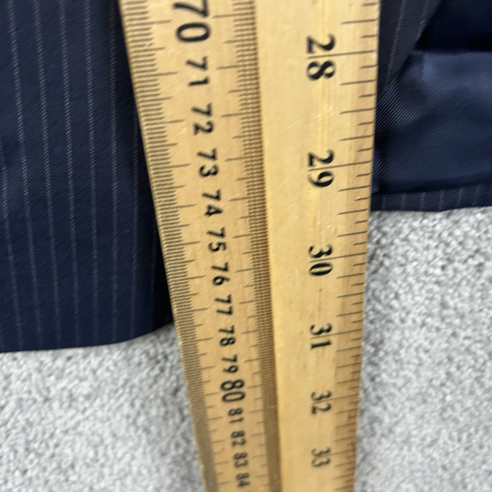 Hugo Boss Mens 40R Navy Soft Pinstriped 110 Wool Blazer Sport Coat Suit Jacket - Image 4 of 4