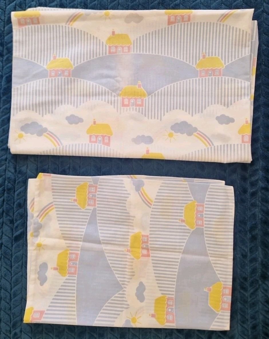 Copripiumino e federa trapunta lettino vintage Adams made UK casa stampa arcobaleno