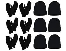 12 Pack Winter Knit Beanies Gloves Set, Stretchy Unisex Men Women Toboggan Cp