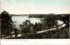 Lake Mills Wisconsin WI : PANORAMIC SCENE d/24 BA9205